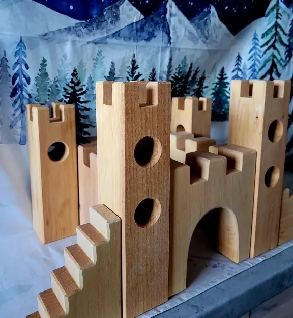Château de chevalier en bois - 10 pièces Bauspiel