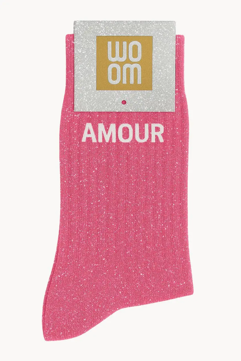 Chaussettes à Paillettes "Amour" Rose Bubble - Woom