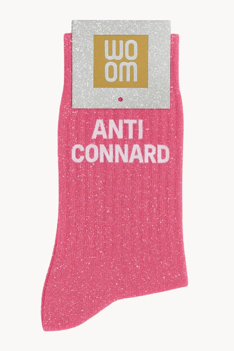Chaussettes à Paillettes "Anti Connard" Fuchsia - Woom