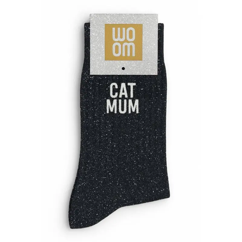 Chaussettes à Paillettes "Cat Mum" Noir - Woom