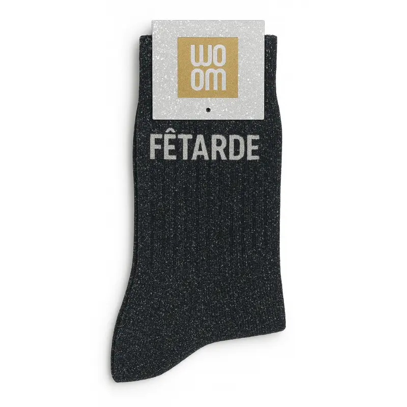 Chaussettes à Paillettes "Fêtarde" Noir - Woom
