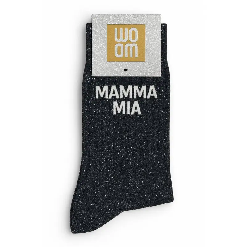 Chaussettes à Paillettes "Mamma Mia" Noir - Woom