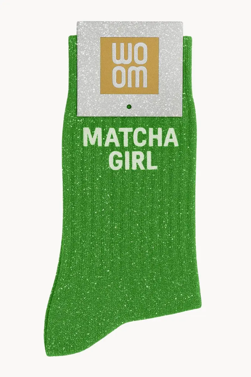 Chaussettes à Paillettes "Matcha Girl" Vert - Woom