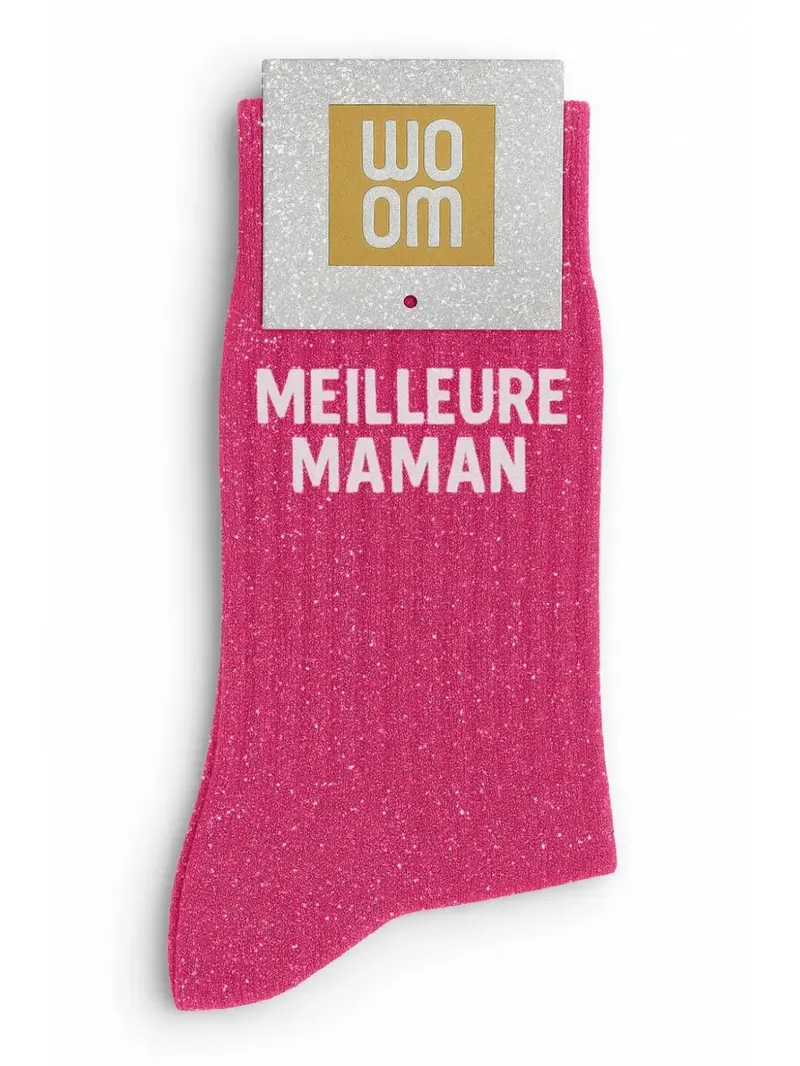 Chaussettes à Paillettes "Meilleure Maman" Fuchsia - Woom