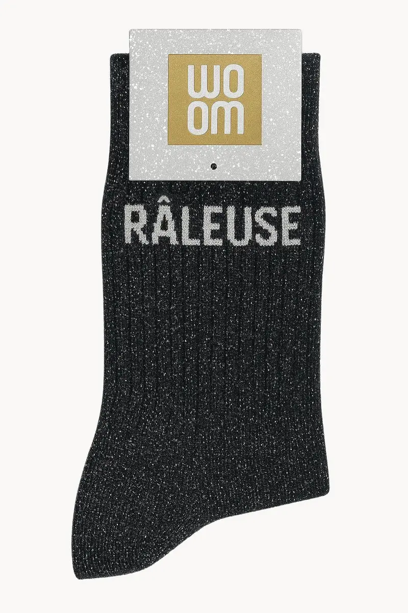Chaussettes à Paillettes "Râleuse" Noir - Woom