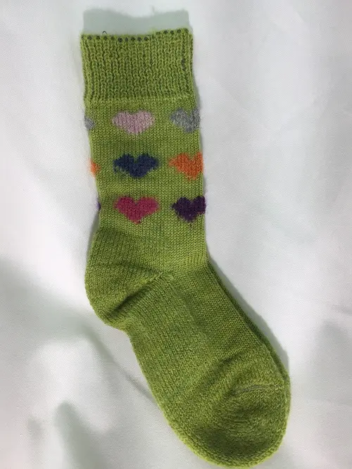 Chaussettes en laine Hirsch Enfant Vert Cœurs