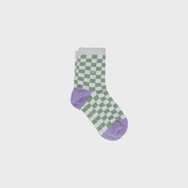 Chaussettes Enfant à Carreaux Blanc et Vert - Billybelt
