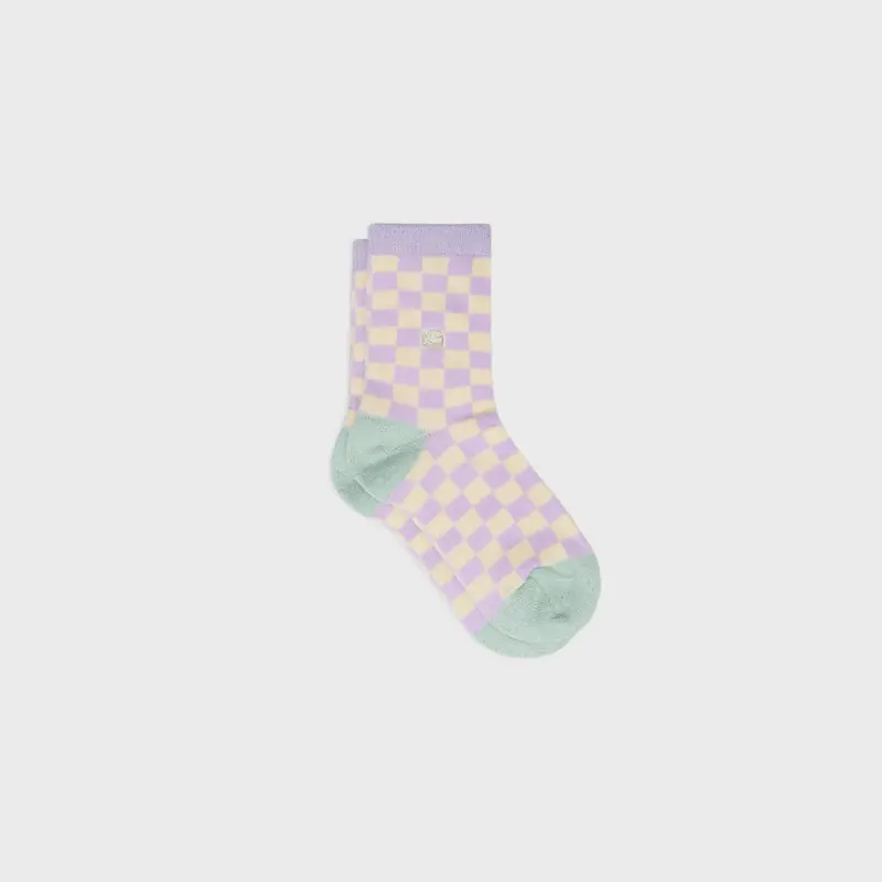 Chaussettes Enfant à Carreaux Violet et Jaune - Billybelt