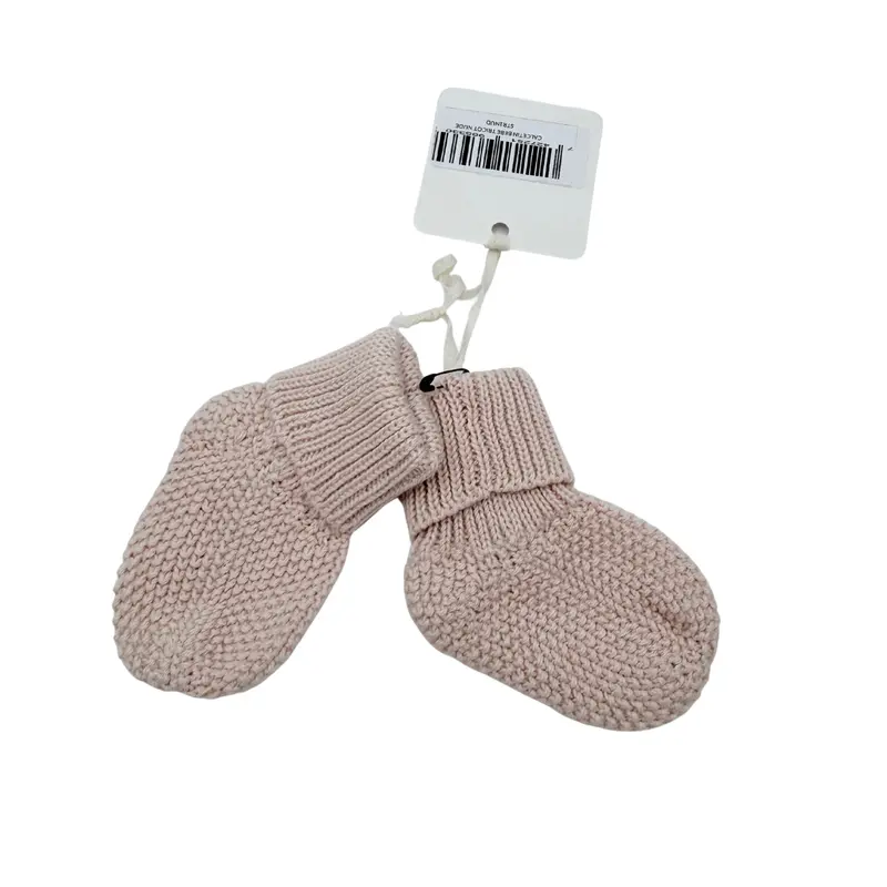Chaussons bébé en maille rose poudré - 0-1 mois