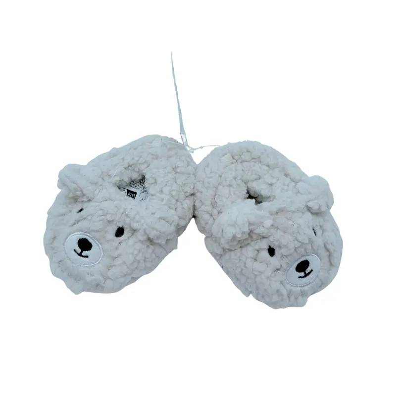 Chaussons écrus en sherpa motif ourson - 3-6 mois