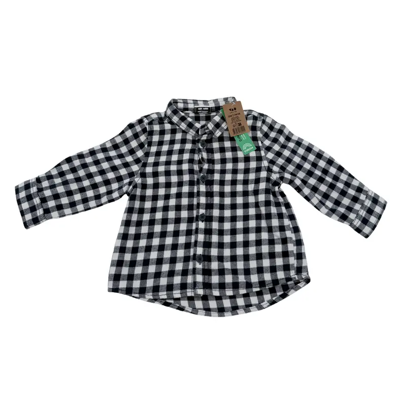 Chemise à carreaux bleu marine et blanc — 12 mois