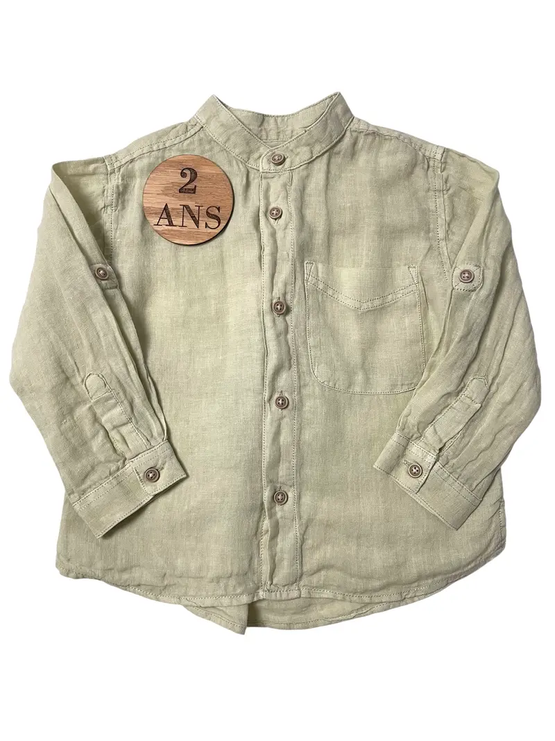 Chemise lin mélangé, vert sauge, ZARA