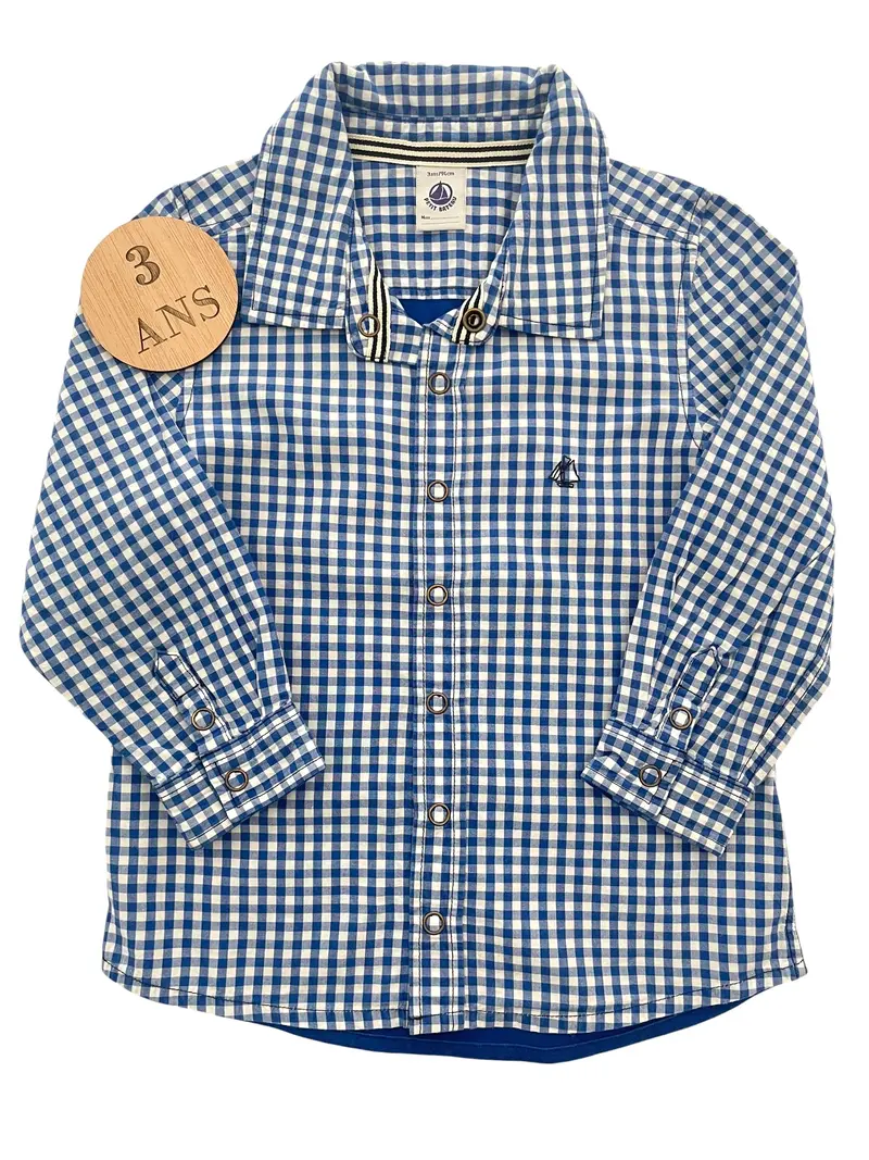 Chemise vichy bleue, Petit Bateau