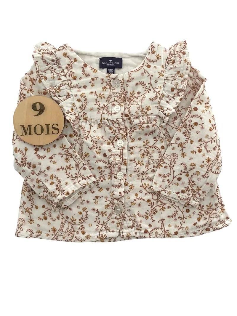 Chemisier gaze de coton, animaux, Sergent Major