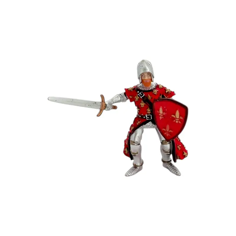 Chevalier rouge à l'épée et son cheval de tournoi