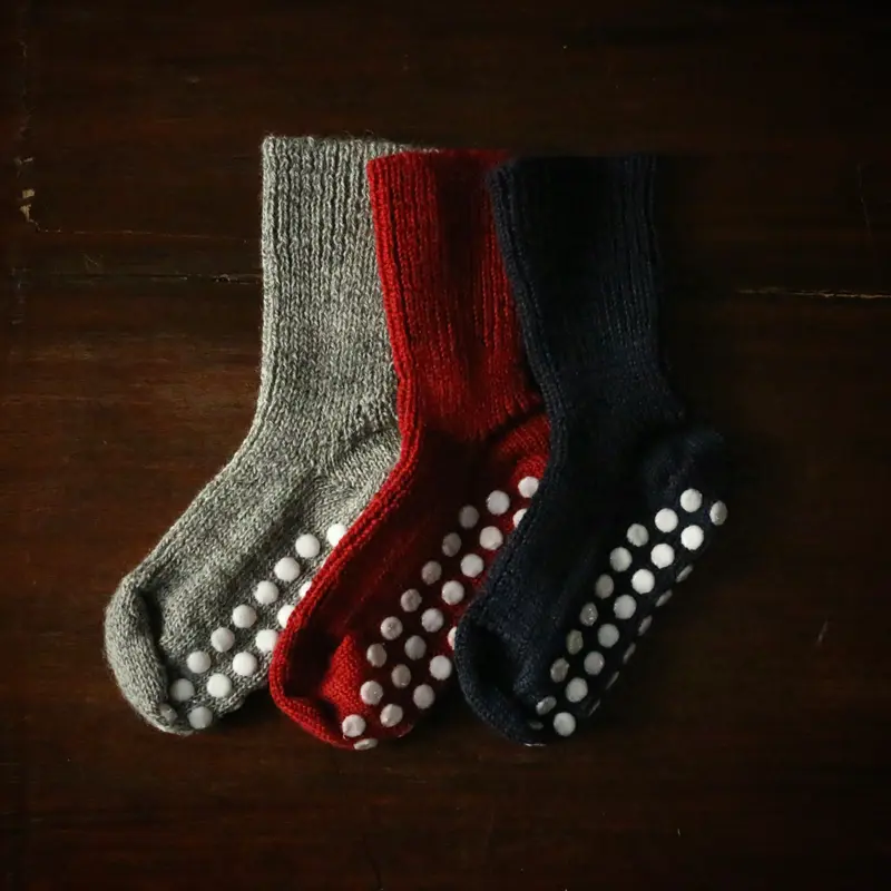 Chunky Knitted Non-Slip Wool Socks - Assorted Colours - 18/20 - 25/26