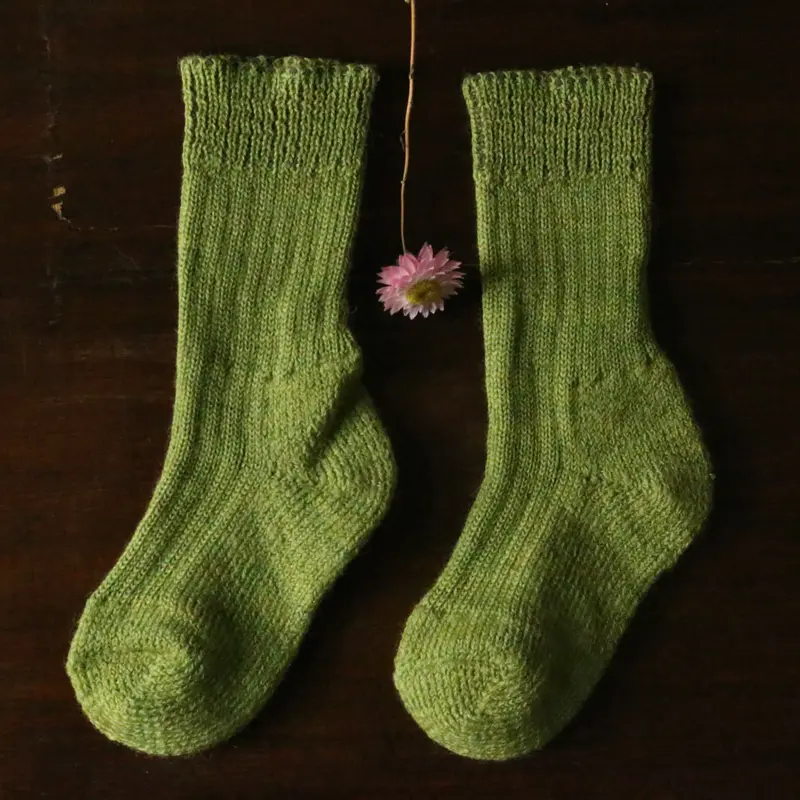 Chunky Knitted Wool Socks - Fern - 21/22 - 35/36