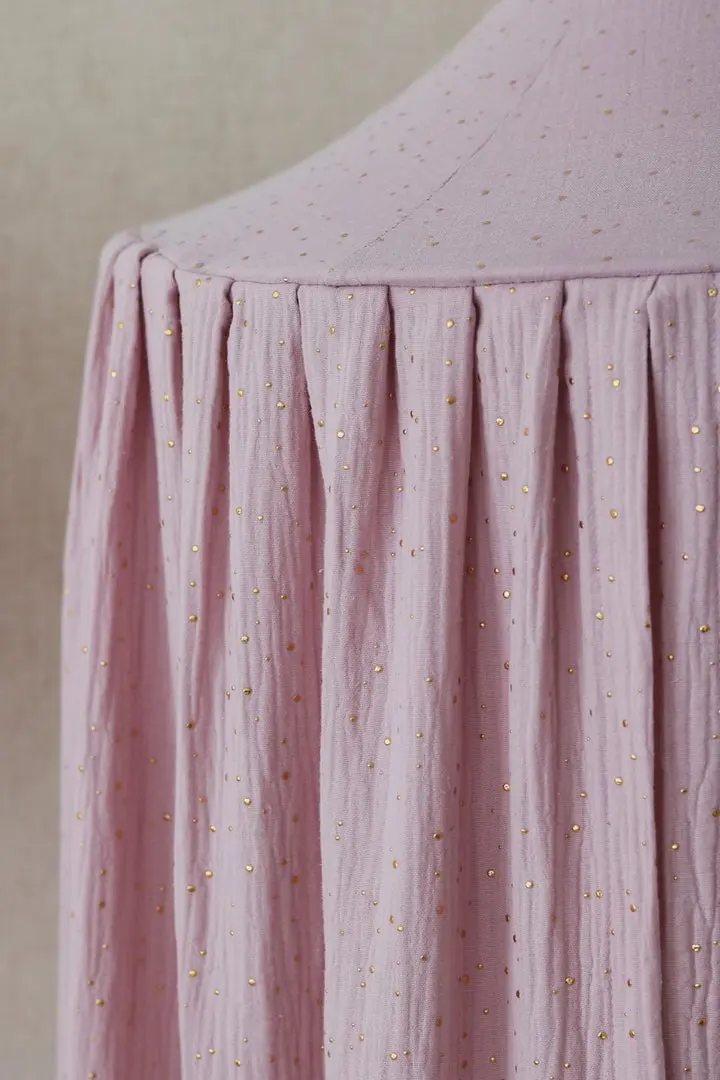 Ciel de lit / Baldaquin en coton, Rose • Éclats d'or