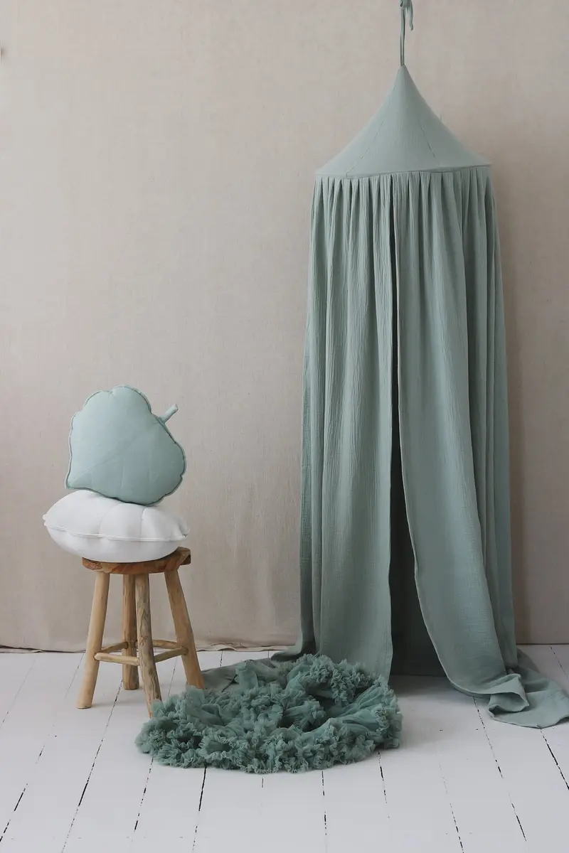 Ciel de lit / Baldaquin en coton uni, Menthe