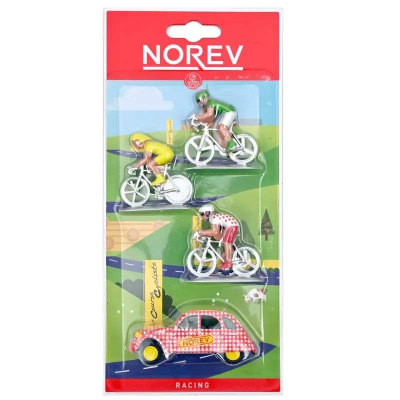Citroën 2CV et 3 cyclistes