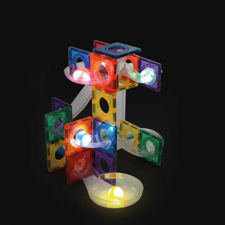 Cleverclixx Parcours à billes Dazzling lights - Jeu magnétique 100 pièces