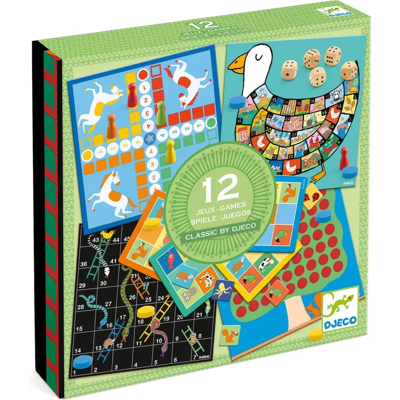Coffret 12 jeux de société classiques