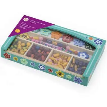 Coffret 180 perles en bois fleurs