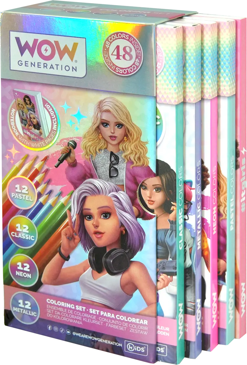 Coffret de Coloriage WOW Generation – 48 Crayons + Carnet