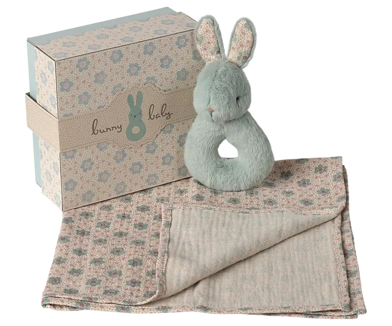 Coffret Hochet Lapin Menthe - Maileg