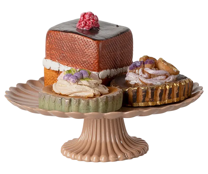 Coffret Petits Fours Miniatures avec Présentoir Rose