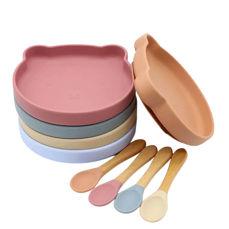 Coffret Repas Bébé Ours – Assiette Ventouse et Couverts dès 6 mois