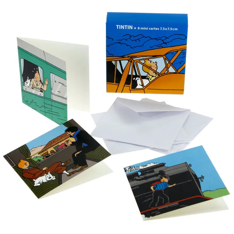 Coffret Tintin - 8 mini cartes avion & train
