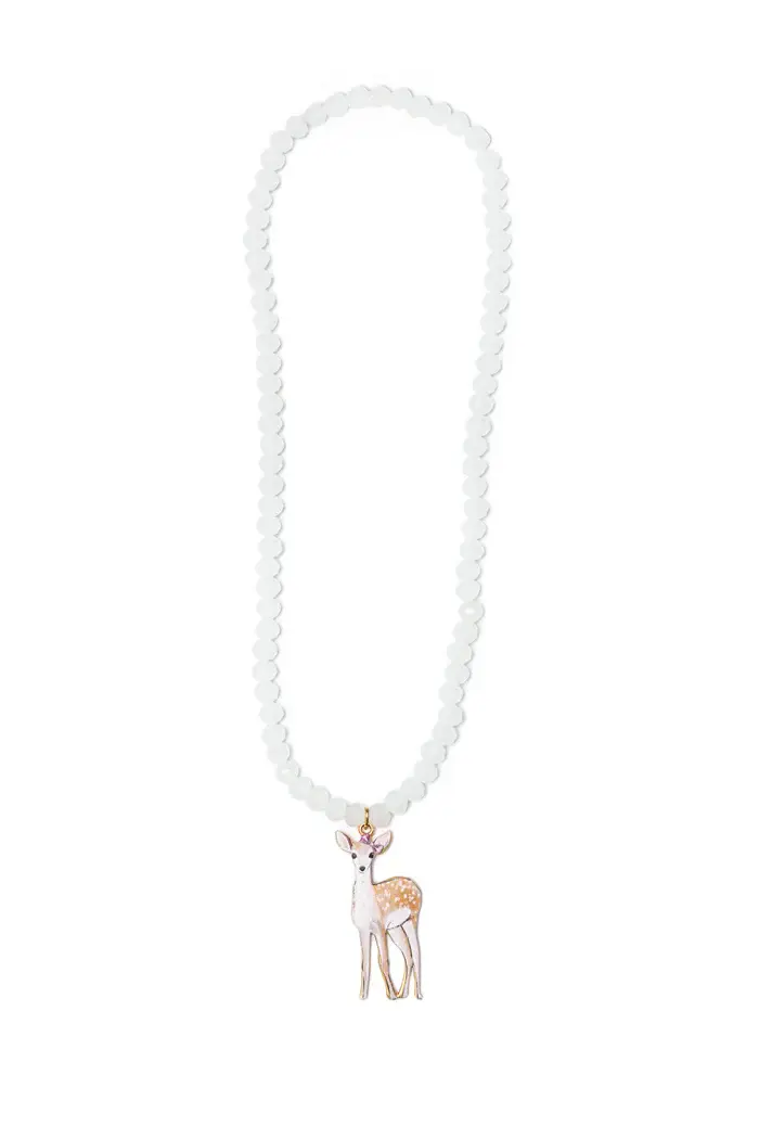 Collier faon marron clair et blanc