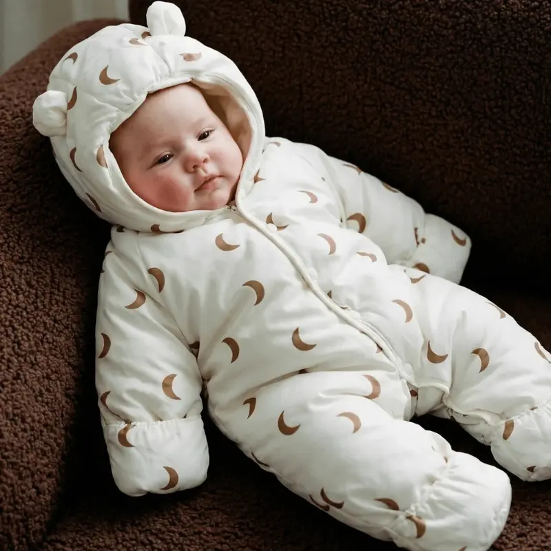 Combi-Pilote Bébé Hiver Rembourrée à Oreilles d'Ourson – 0-18 mois
