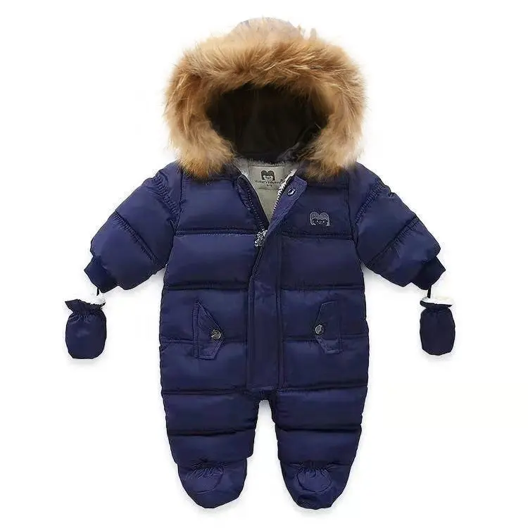 Combi-Pilote Hiver Bébé Hydrofuge à Capuche Flocon – 3-18 mois