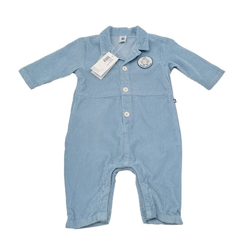 Combinaison bébé en velours côtelé bleu - 12 mois