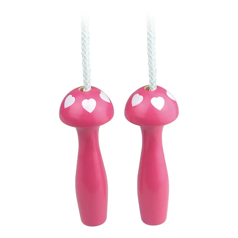 Corde à sauter cœur fuchsia bois laqué - Fabriqué en France