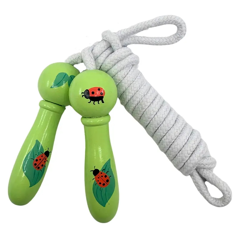 Corde à sauter enfant Coccinelle poignées en bois