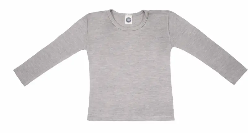 Cosilana T-shirt manches longues enfants Laine/soie gris chiné