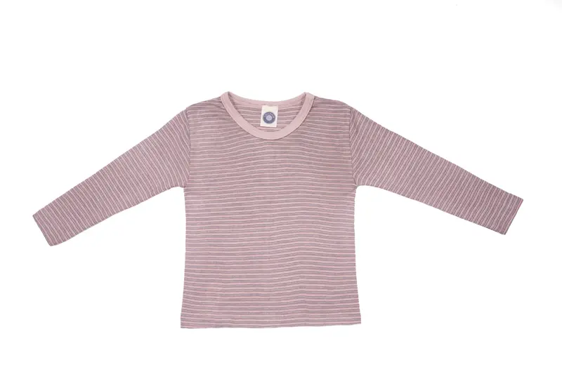 Cosilana T-shirt manches longues enfants Laine/soie rose/gris/naturel rayé