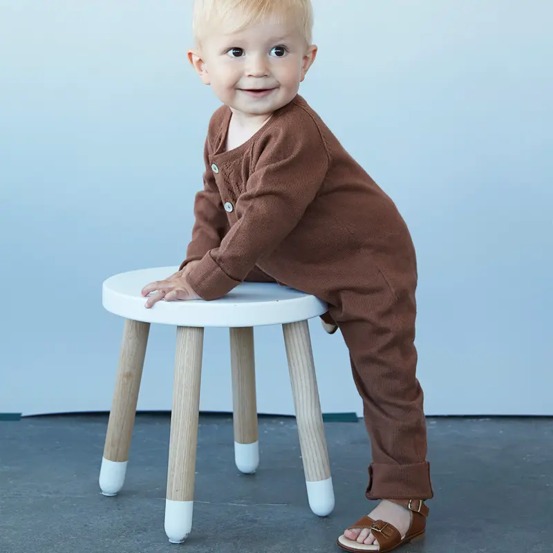 Cotton Alpaca Lace Front Romper - Caramel - 0-6m only