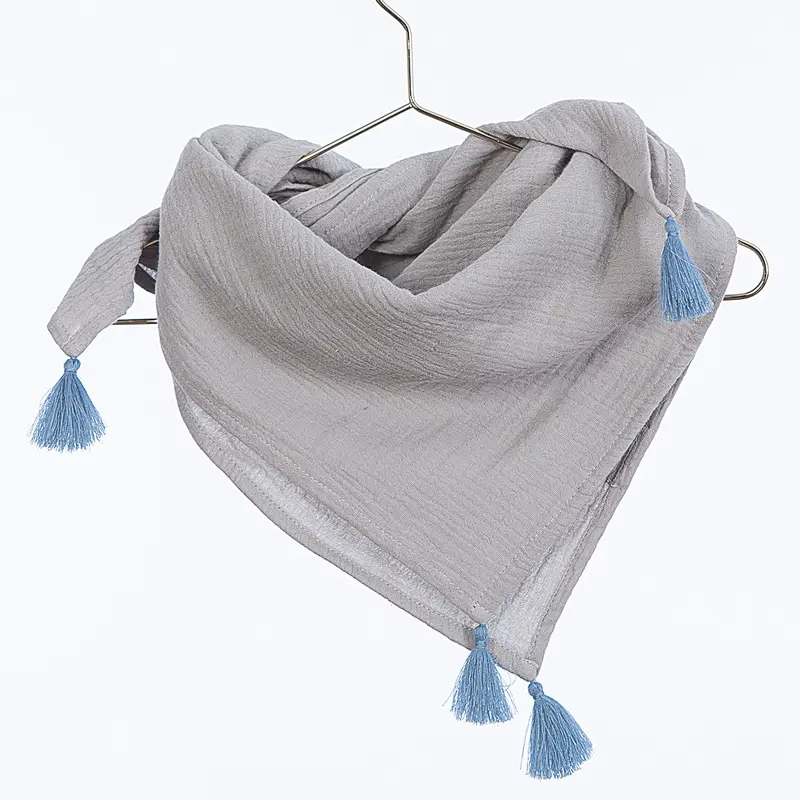 Cotton Muslin Square Scarf - Gris/Denim - One Size