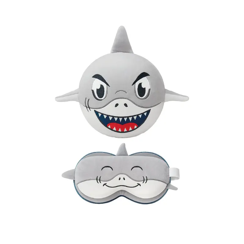 Coussin de voyage ZooNap Requin avec masque de sommeil