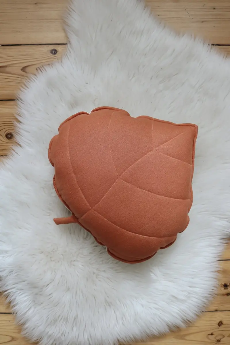 Coussin en lin, Papaye • Feuille