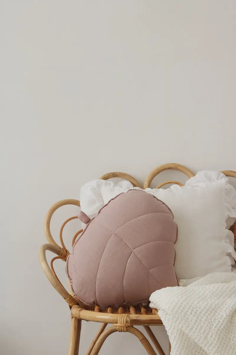 Coussin en lin, Rose poudrée • Feuille