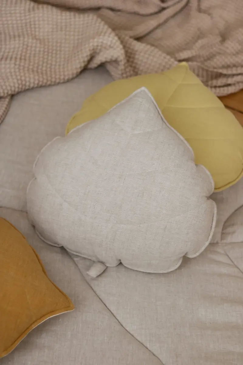 Coussin en lin, Sable • Feuille