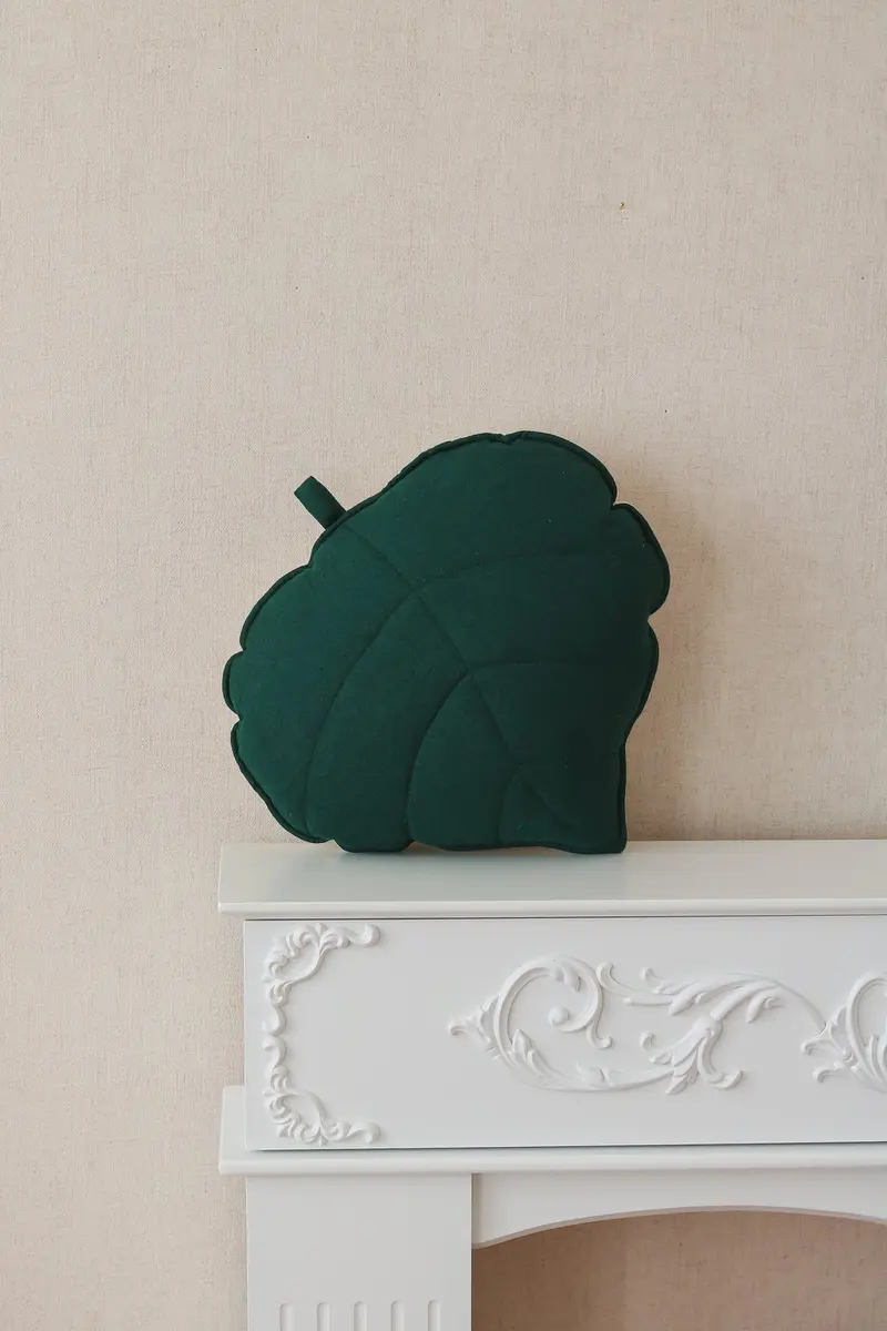 Coussin en velours, Vert • Feuille