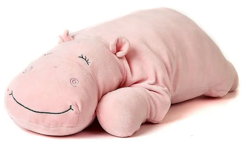 Coussin Peluche Hippopotame Rose