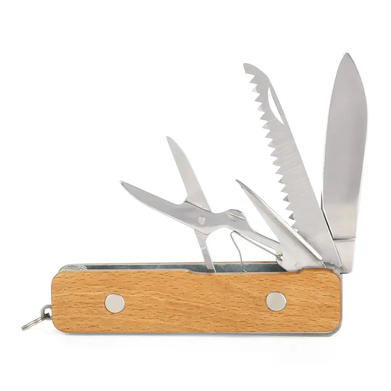 Couteau de poche 4-en-1 acier inox 420 scie ciseaux poinçon