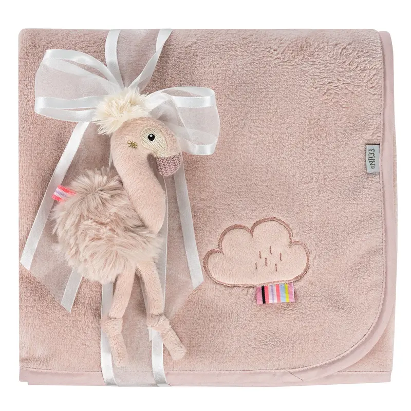 Couverture bébé avec petit flamant rose – 100 × 75 cm